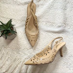 KATE SPADE Jacey beige pointed toe slingback heels